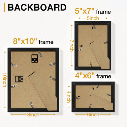 Vittanly 10 Pack Picture Frames Collage Wall Decor, Gallery Wall Frame Set for Wall or Tabletop Display, Engineered Wood and Shatter-resistant Plexiglass, Multi Sizes with 8x10, 5x7, 4x6 Frames, Black