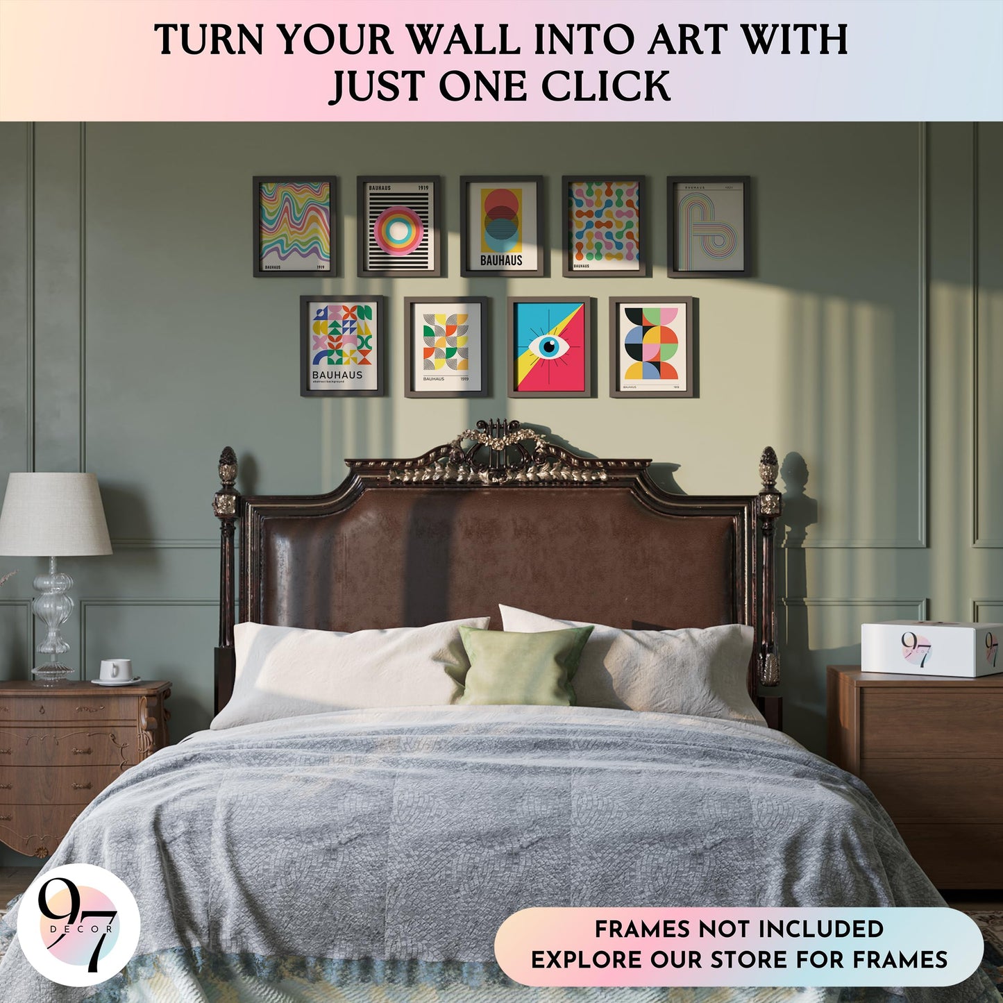 97 Decor Large 11x14 Bauhaus Wall Art Prints - Large Abstract Wall Art Decor, Mid Century Modern Art Wall Decoration, Bauhaus Poster Modern Painting Geometric Pictures For Bedroom Living Room (unframed)