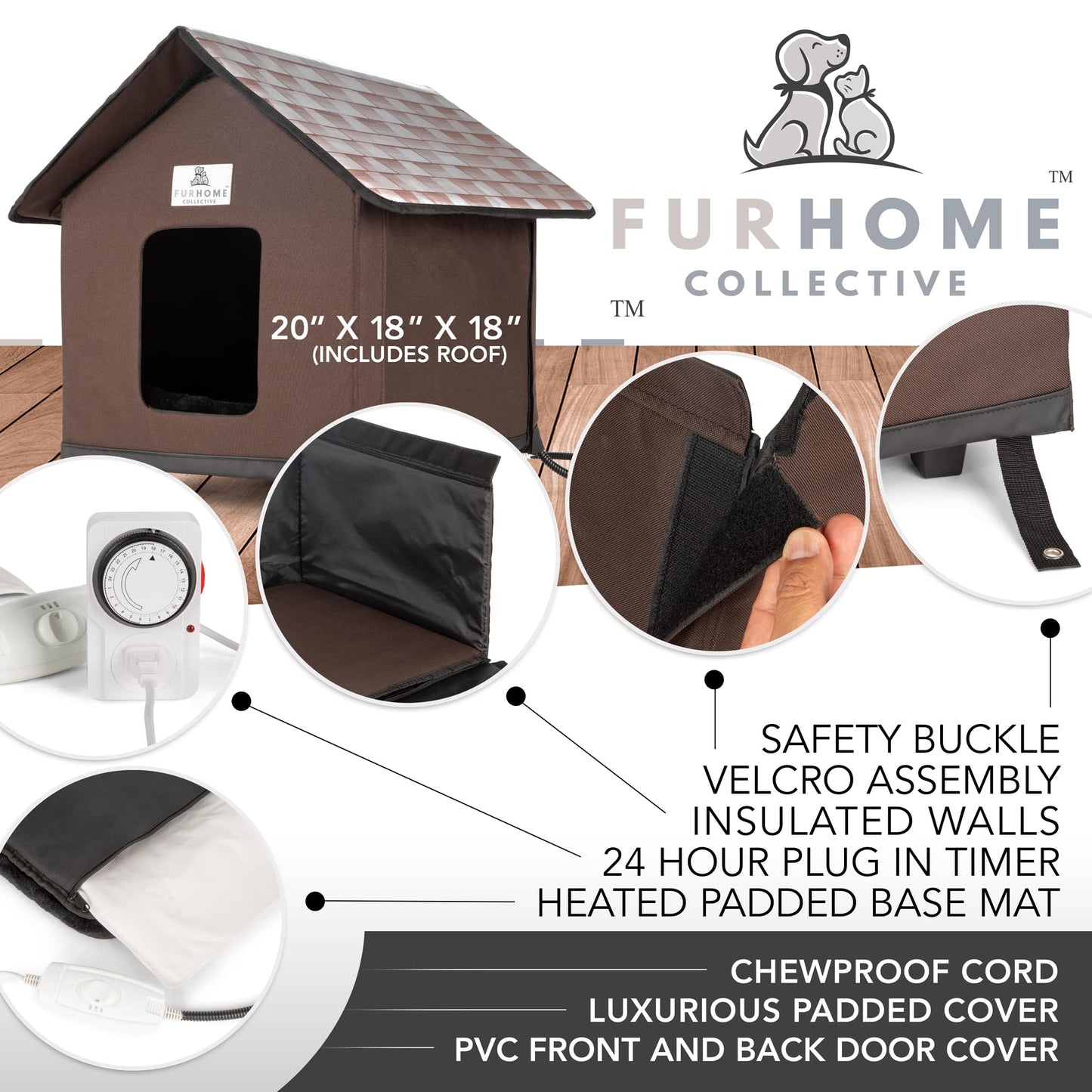 Heated Cat House for Outside - Cat Houses for Outdoor Cats - Heated Cat House - Outdoor Cat House - Cat Houses for Indoor Cats