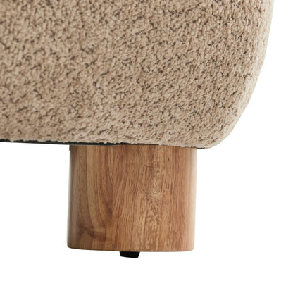 GDFStudio Modern Low Profile Accent Chair for Living Room, Boucle Upholstered Armless Chair with Rubberwood Legs, Comfy Lounge Armchair, Plush Cloud-Like Seating for Bedroom, Light Brown