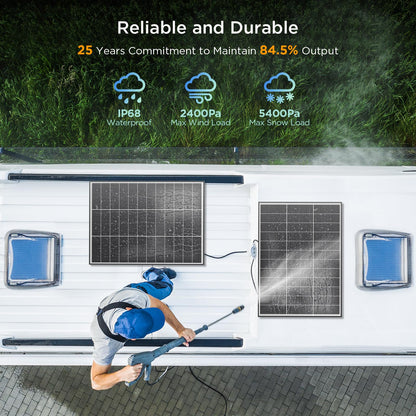 Callsun N-Type 16BB 200 Watt Solar Panel, 2×100W Solar Panels, 25% High Efficiency Monocrystalline PV Module,Compact Space-Saving for RV, Van, Marine, Cabin & Off-Grid 12/24VSystems