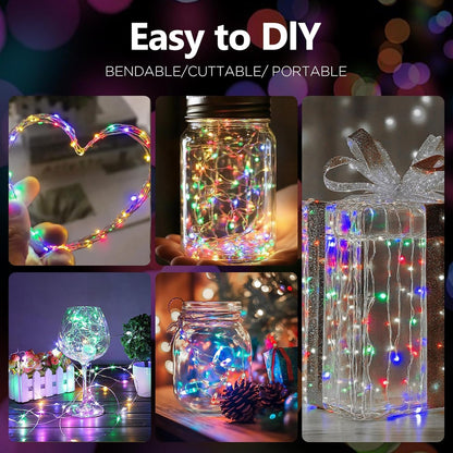 YPHSOL 16.4ft 50LED 2 Pack) Fairy Lights Battery Operated String Lights Flashing and Constant Light Waterproof Silver