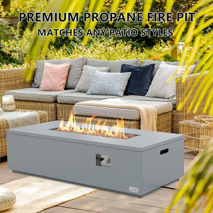 ONLYFIRE OUTDOOR LIVING Premium 60” Outdoor Fire Pit Table with Lava Rocks & 12FT Hose, Large Propane Gas Fire Table, Smokeless Fireplace 60,000BTU for Backyard Patio Villa Bonfire Party, FP014
