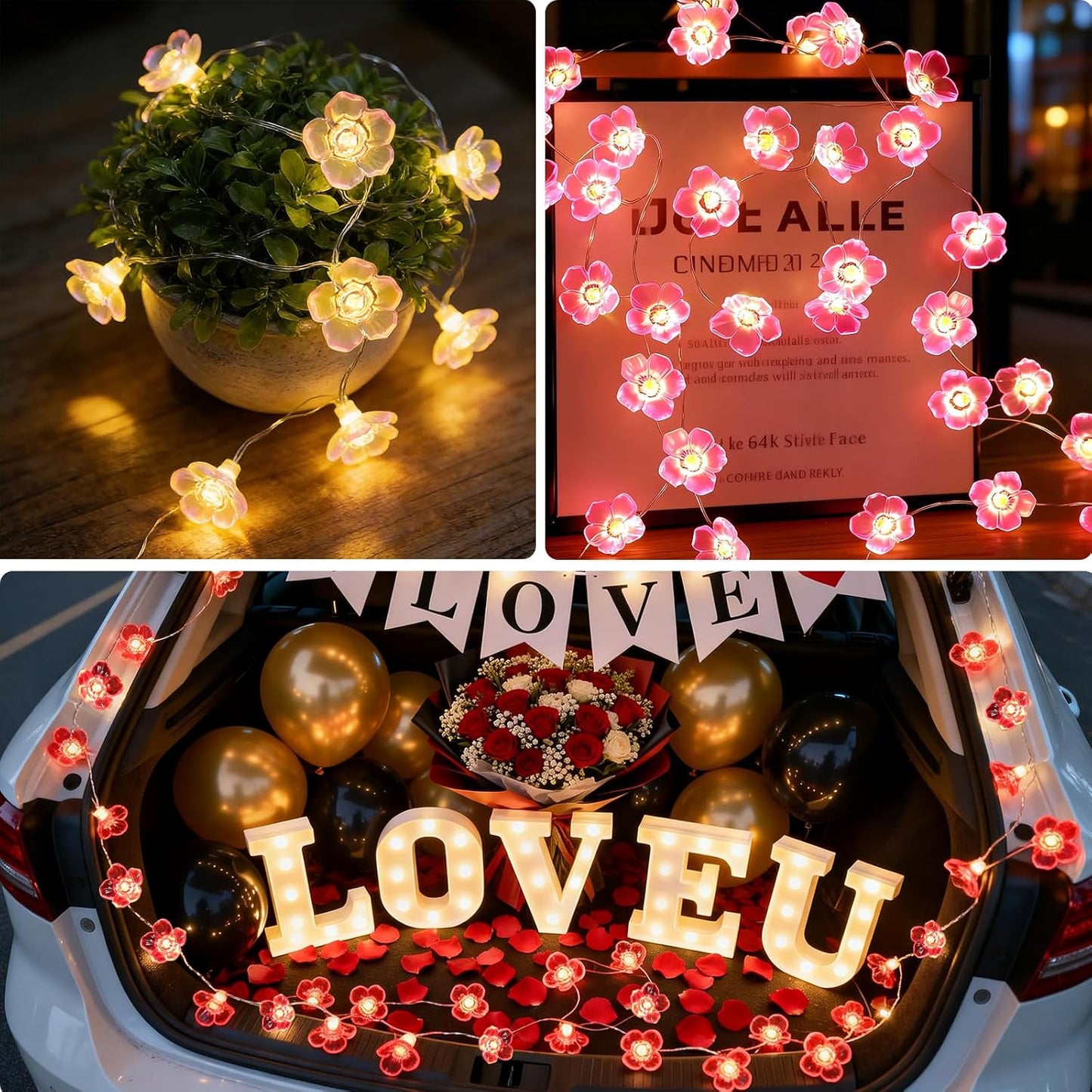 13 40 20 Vigdur Cherry Blossom Lights, FT LEDs Multicolor Flower String Lights Battery Operated with Remote&Timer