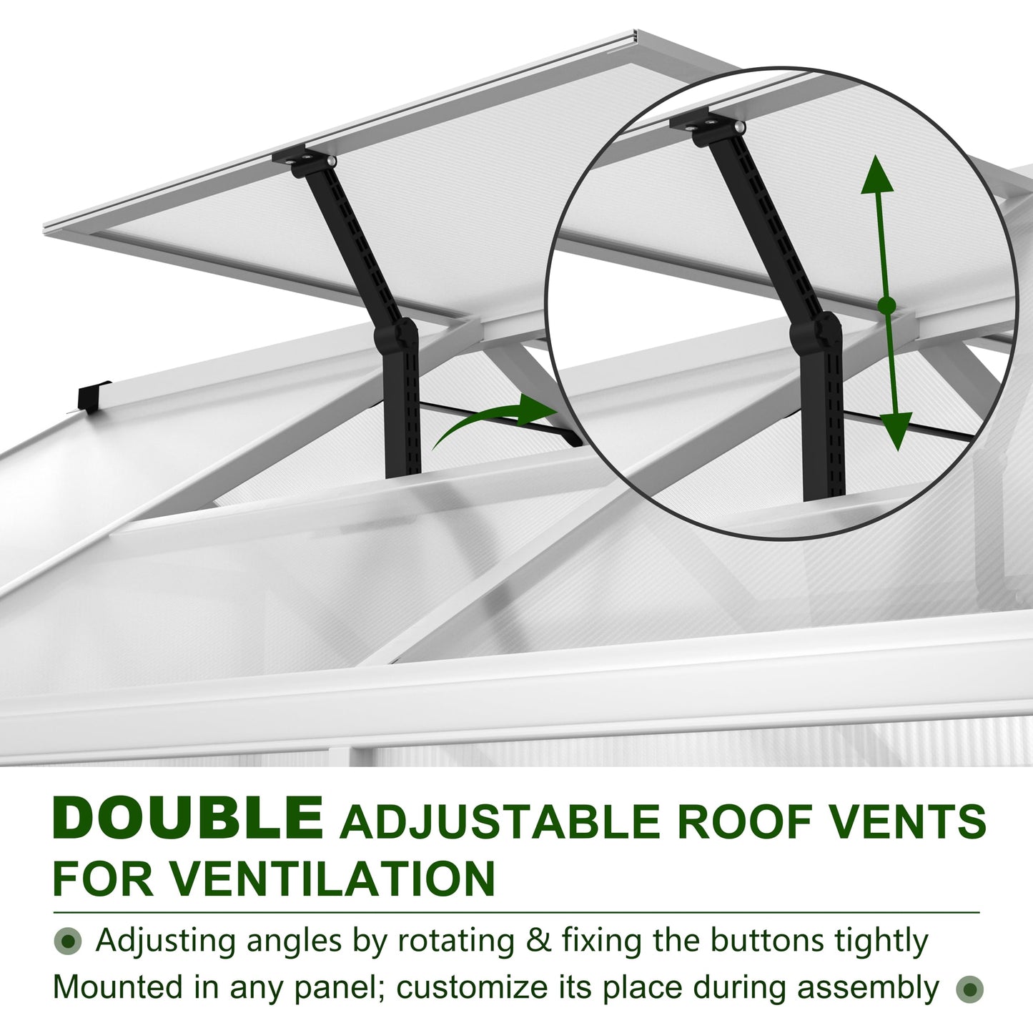 Yardenaler 6' x12' Double-Wall Polycarbonate Aluminum Greenhouse Kit for Outdoor, Walk-in Greenhouse with Lockable Door and Adjustable Roof Vent, Backyard Garden in Winter, White