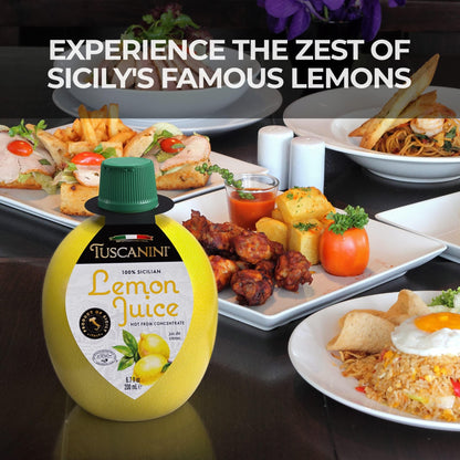 Tuscanini 100% Sicilian Lemon Juice, Not from Concentrate, 6.7oz Lemon Shaped Squeeze Bottle (12 Pack) No Water Added | Product of Italy | Certified Kosher (Including Passover)