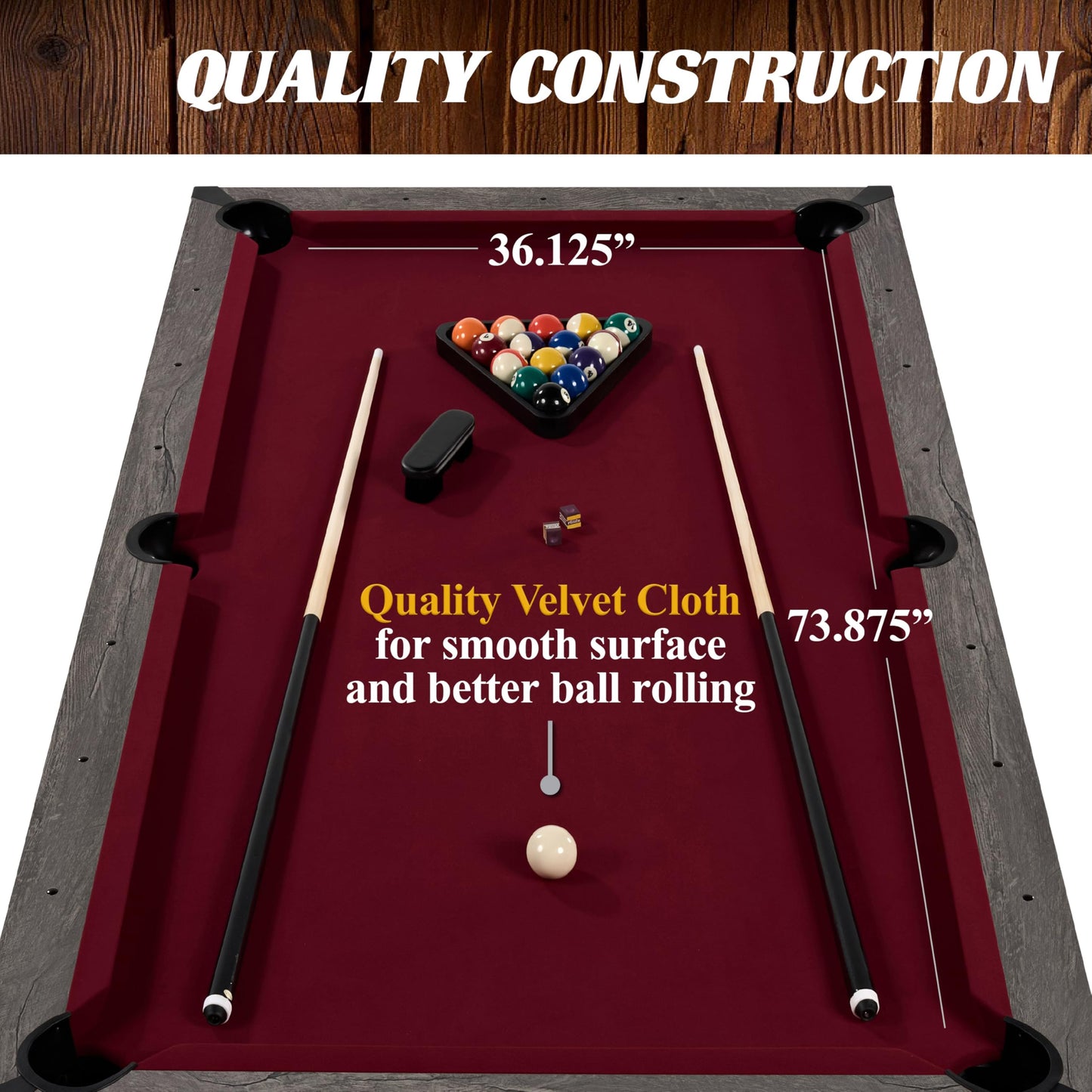 Barrington Billiards Prescott 7' Pool Table, 3-in-1 Dining Top & Table Tennis with Game Accessories & Rolling Storage Caddy