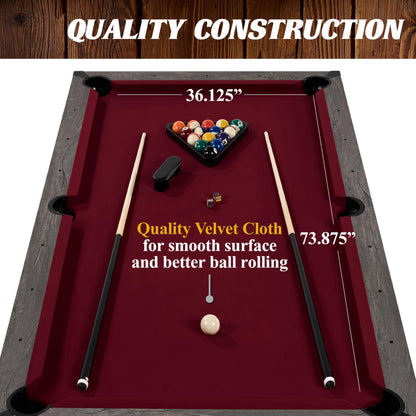 Barrington Billiards Prescott 7' Pool Table, 3-in-1 Dining Top & Table Tennis with Game Accessories & Rolling Storage Caddy