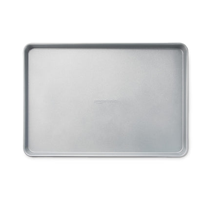 Amazon Basics Ceramic Nonstick Baking Sheets & Cooling Rack Set, Dishwasher Safe, Oven Safe, Half Sheet Size, Gray, 2-Pack