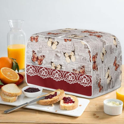 chaqlin 4 Slice Toaster with Cover, Wide Slot, Machine Washable Small Appliance Covers, Newspaper Butterfly Print
