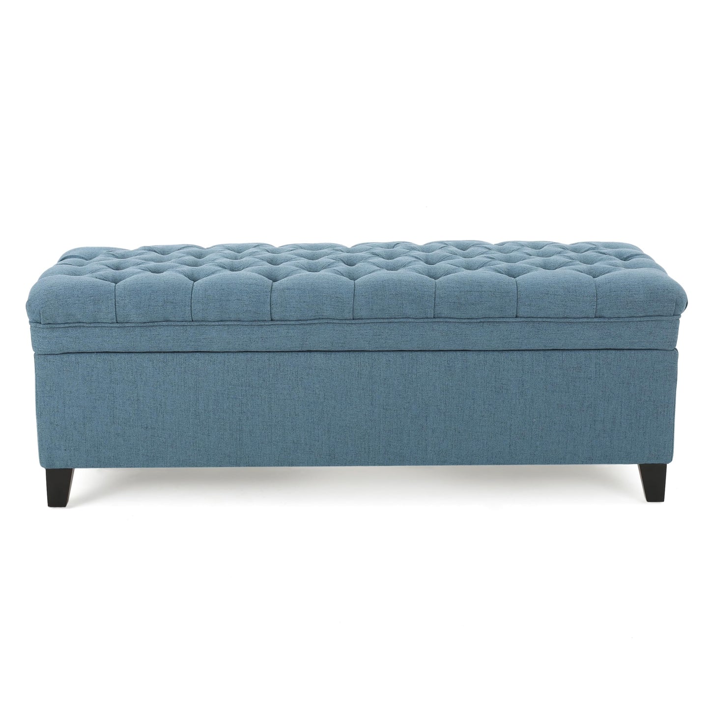 Ball & Cast 50" Upholstered Ottoman with Storage,Button Tufted End of Bed Bench with Safety Hinges and Wood Legs,Entryway Bench Extra Seating for Livingroom, Bedroom, Blue