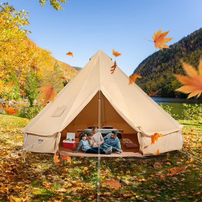 VEVOR Canvas Tent Bell Tent, 4 Seasons 4 m/13.12 ft, for Camping with Stove Jack, Family Camping Outdoor Hunting Party