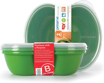 Preserve Dishwasher Safe Sandwich Food Storage Container, Set of 2, Apple Green, BPA Free, Made from Recycled Plastic
