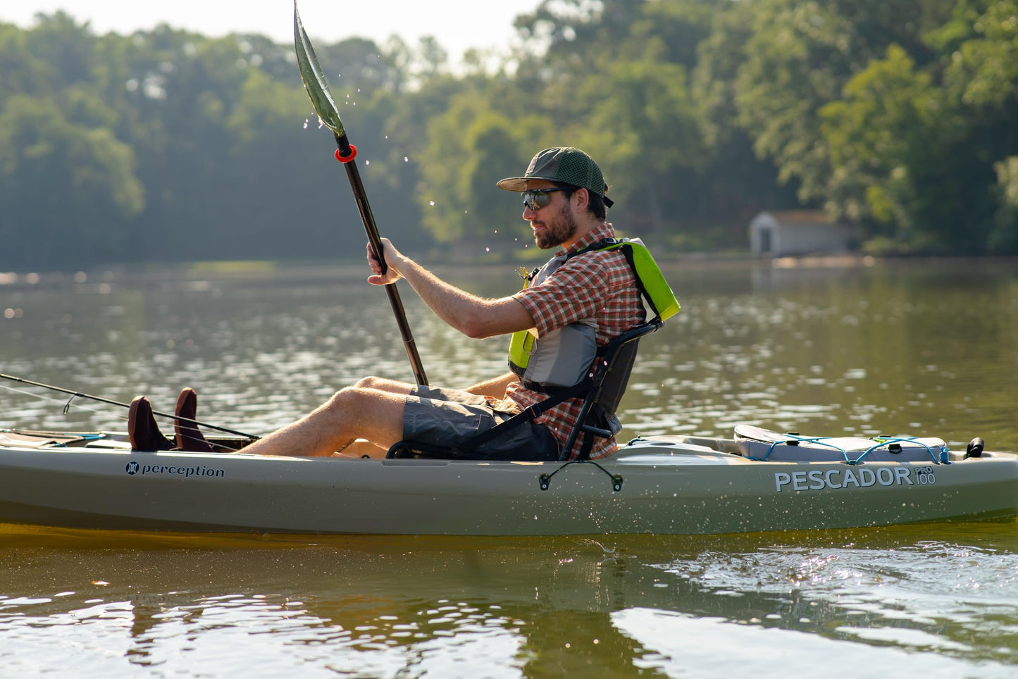 Perception Kayaks Pescador Pro 10 | Sit on Top Fishing Kayak with Adjustable Lawn Chair Seat | Large Front and Rear Storage | 10' 6" | Moss Camo