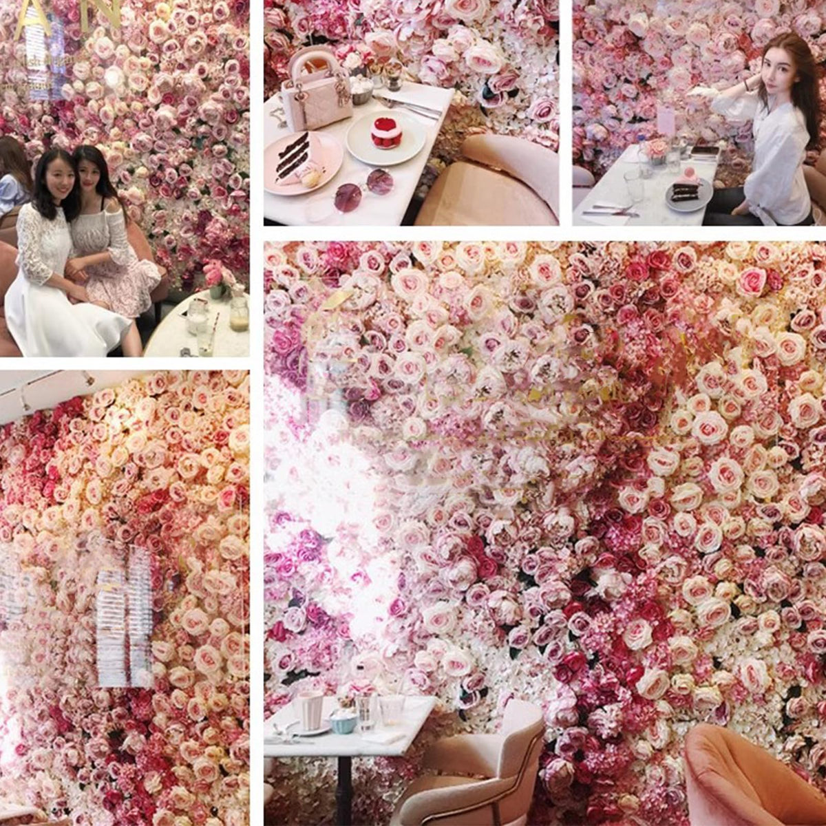 JIIPOREGJ Wedding Background Backdrop Panels 3D Flower Wall Panel Artificial Silk Flowers Mat Wall for Wall Decor DIY Centerpieces Arrangements Party Home,2x2m