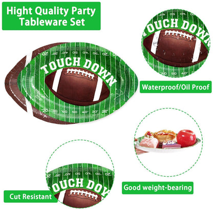 Grencian 100Pcs Football Party Plates 12.6" x 8.8" Heavy Duty Disposable Football Paper Plates for Gameday Sport Theme Tailgate Party Decorations