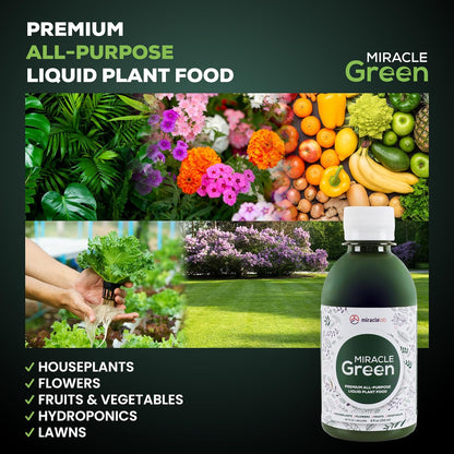 Miracle Green Fast-Acting Liquid Fertilizer - Special Tree Sap & Yucca Extract Formula | All-Purpose Plant Food (8 oz)