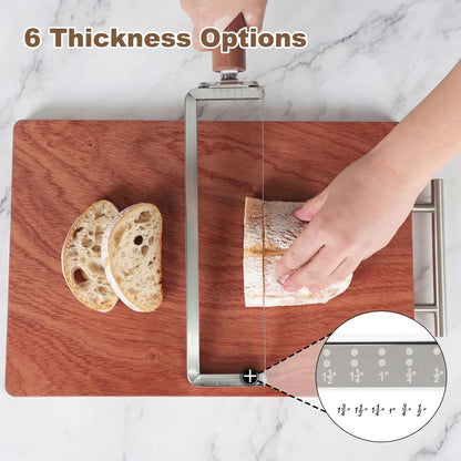 DIAFA Sourdough Bread Slicer for Homemade Bread, Stainless Steel Serrated Bread Knife with Wooden Handle and 6 Precise Scale Markings, Manual Bread Slicer Cutter, Bread Bow Knife