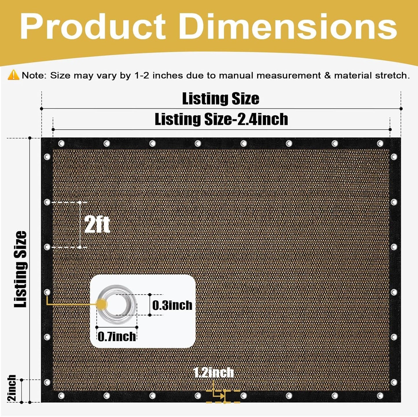 Shade&Beyond 90% Sun Shade Cloth - 8' X 12' Pergola Canopy with Grommets | Mocha Mesh Tarp for Outdoor Spaces