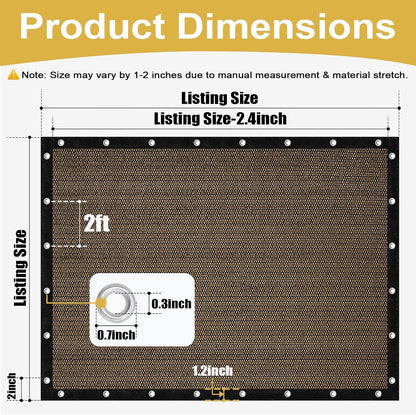 Shade&Beyond 90% Sun Shade Cloth - 8' X 12' Pergola Canopy with Grommets | Mocha Mesh Tarp for Outdoor Spaces