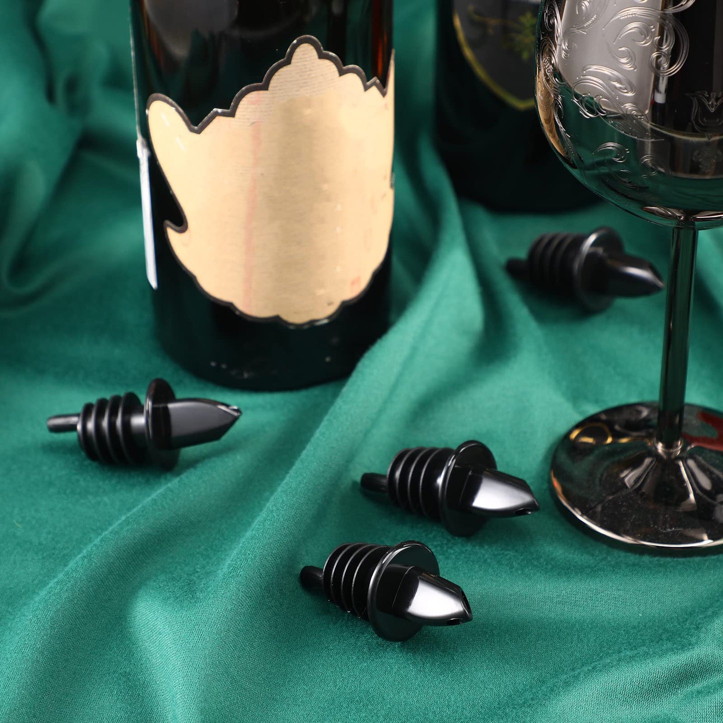 Potchen 100 Packs Pour Spout for Liquor Bottles Flow Pourers Pour Spouts for Bars Clubs Pubs Restaurants Coffee Shops and Home(Black)