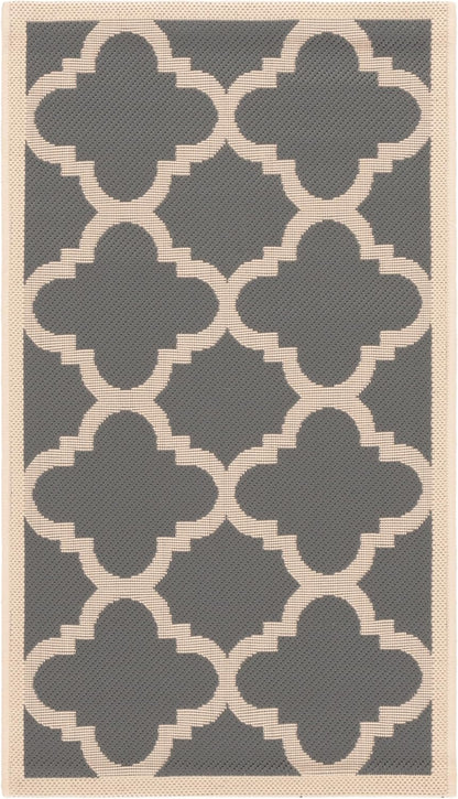 2' 3'7", (CY6243-246) SAFAVIEH Washable Rug Outdoor Courtyard Collection - x Grey & Beige, Non-Shedding & Easy