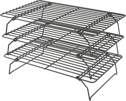 Skiennix Cooling Racks - 3-Tier Stackable Wire Baking Rack for Oven Cooking & Grilling | Dishwasher Safe - Black