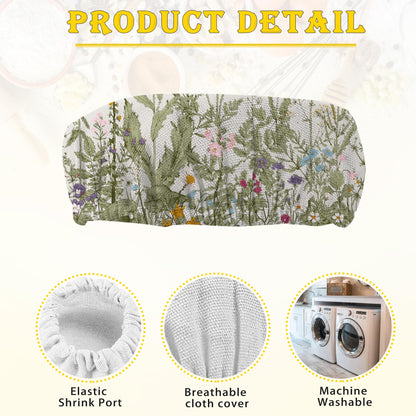 Herbs 5- Pack Cloth Covers for Sourdough Starter Jar, Wild Flowers Cloth Covers Reusable Lid Top Sourdough Bowl Cover Bread Fermentation Baking Supplies for 3-4 Inch Jar Mouth