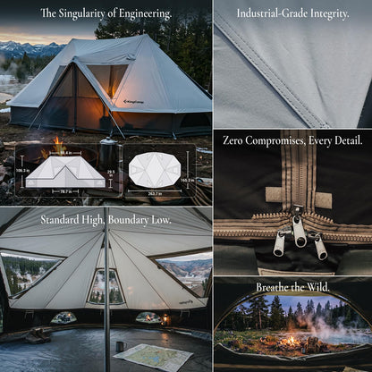KingCamp Canvas Tent for Camping, 4 Seasons Large Waterproof & Windproof Luxury Glamping Tent with Stove Jack for Family Outdoor Camping, Hunting & Parties