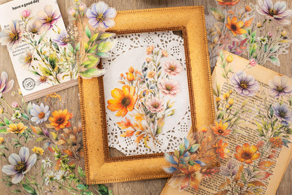 Knaid 120 Pieces Watercolor Flower Stickers Set - Big 4.7" Waterproof Clear Botanical Floral Journaling Sticker for Scrapbook Junk Journal Supplies Bullet Journals Planner Collage Laptop Paper Crafts