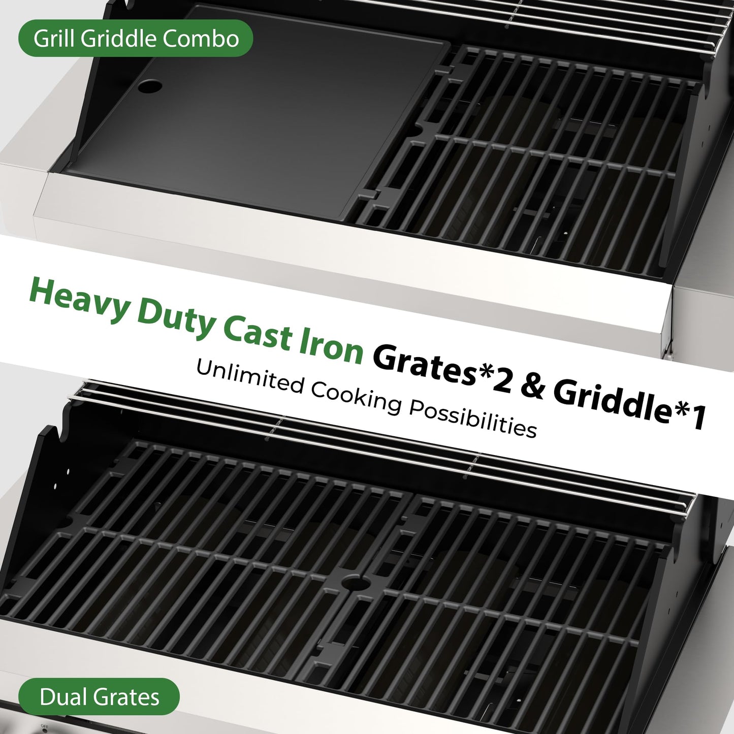 Brand-Man Gas Grill Built-In Head, 30-Inch 4-Burner Propane Grill, Natural Gas Convertible, Heavy Duty 304 Stainless Steel 40,000BTUs BBQ Island Outdoor Kitchen