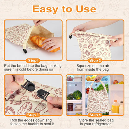 2 PACK Fresh,13''17'', 02 Beeswax Sourdough Bread Bags for Homemade Bread, Reusable Cotton Beeswax Bread Bag Portable
