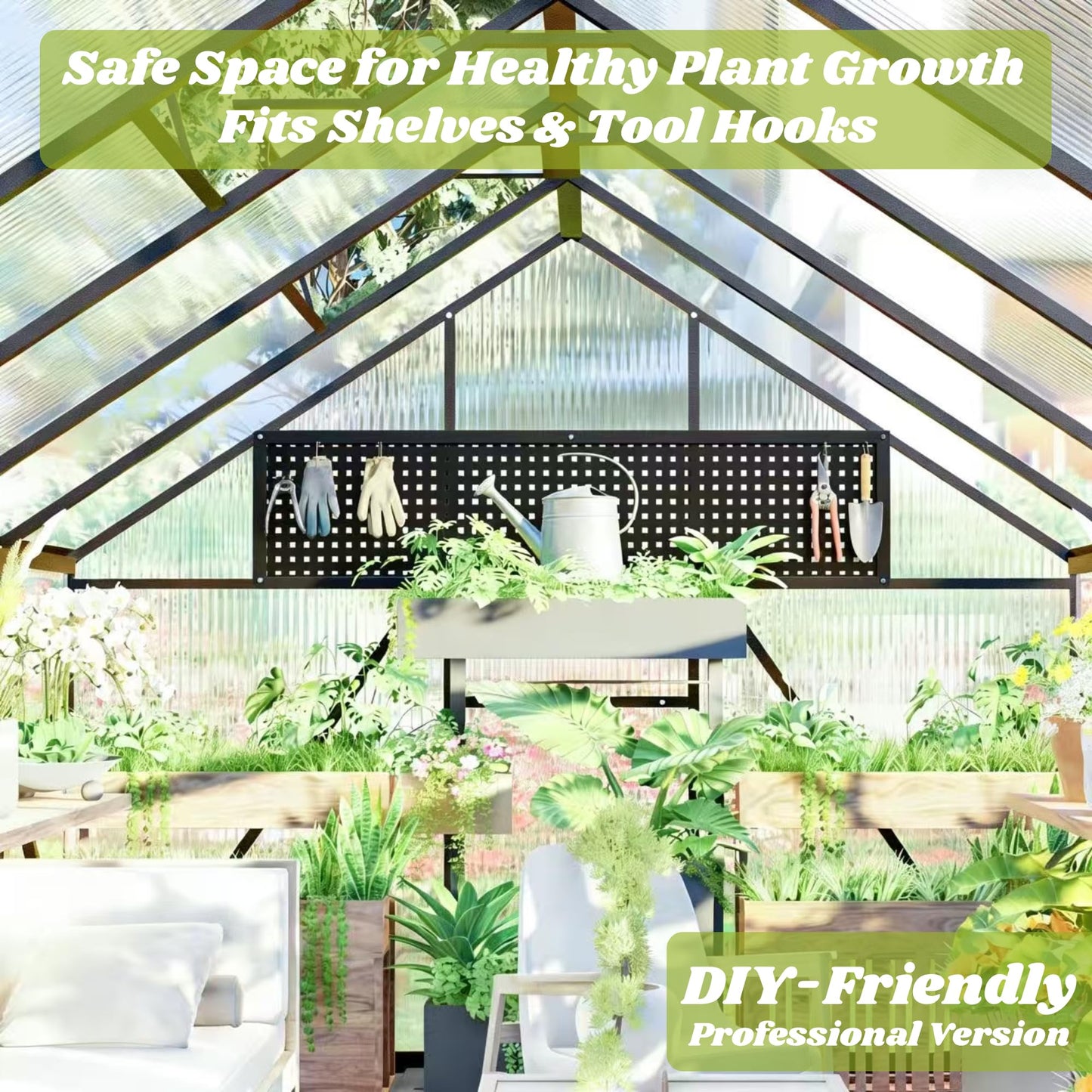 8x10 FT Greenhouse for Outdoors, Polycarbonate Greenhouse with Quick Setup Structure and Roof Vent, Aluminum Large Walk-in Green House for Outside Garden Backyard, Dark Gray
