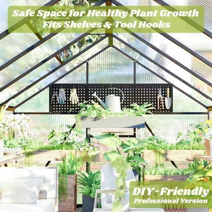 8 x 14 FT Greenhouse for Outdoors, Polycarbonate Greenhouse with Quick Setup Structure and Roof Vent, Aluminum Large Walk-in Green House for Outside Garden Backyard, Dark Gray