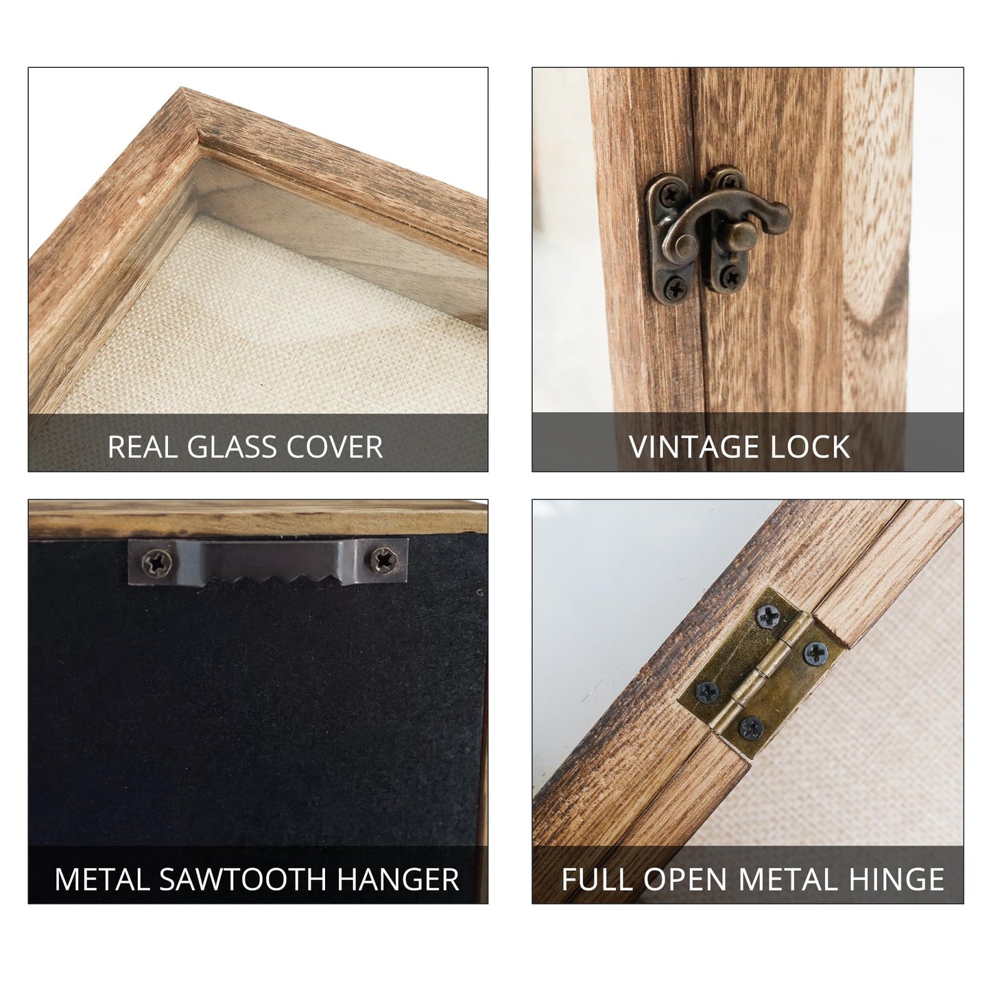 GraduatePro Shadow Box Frame 13x16 Display Case with Linen Back, Real Glass Window Door with Hinge, Picture Frame Wedding Bouquet Memorabilia Medals Photos Memory Box for Keepsakes, Carbonized Black