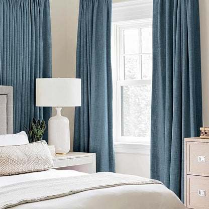 MIULEE Blackout Curtains - 100% Thermal Insulated Linen Texture Drapes | Dusty Blue, 52x54 Inch (2 Panels)