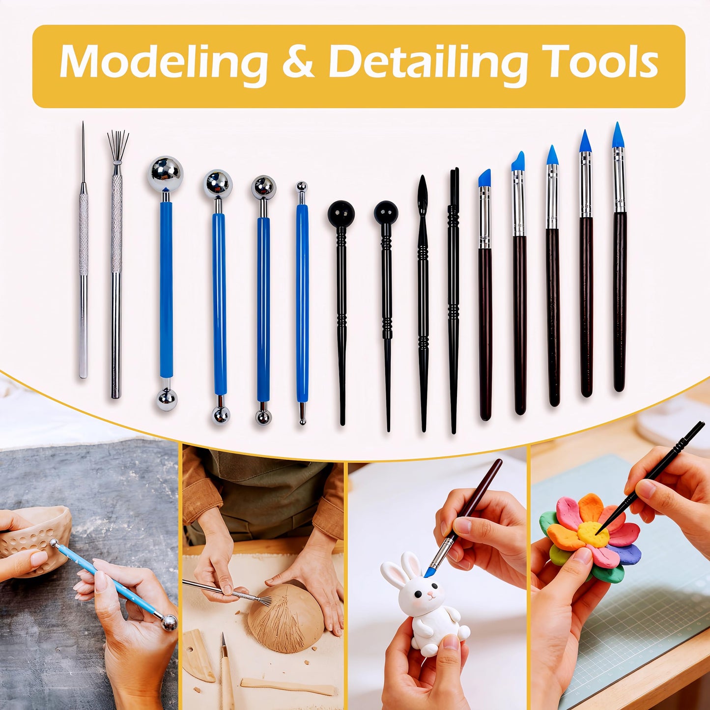 DaChihSheng 43 Pcs Clay Tools Kit Pottery Tools Polymer Clay Sculpting Tools Kit for Carving Air Dry Clay Tools Set for Adults Clay Sculpting Tools Ceramic Tools Graving Tools use for DIY Handicraft