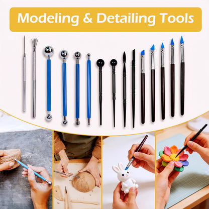 DaChihSheng 43 Pcs Clay Tools Kit Pottery Tools Polymer Clay Sculpting Tools Kit for Carving Air Dry Clay Tools Set for Adults Clay Sculpting Tools Ceramic Tools Graving Tools use for DIY Handicraft