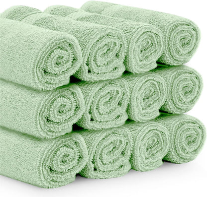 13x13 Inch 650 12 Pack, White Classic Luxury Cotton Washcloths - GSM Turkish Cotton | Hotel, Spa, Bathroom Face Towel |