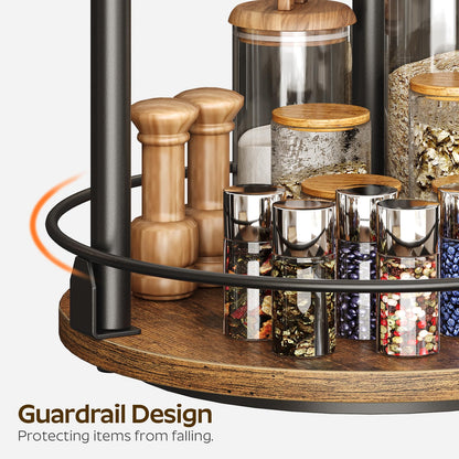 YATINEY Spice Rack, Set of 2 Lazy Susan Organizer, 3-Tier Turntable Organizer For Cabinet, Compact and Versatile, for Kitchen Countertop, Rustic Brown SR23L2BR