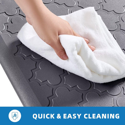 StepAura Kitchen Mats for Floor 2 Piece - Anti Fatigue Mats for Kitchen Floor - Non Slip Cushioned Rugs for Standing, Office, Sink, Laundry, Grey
