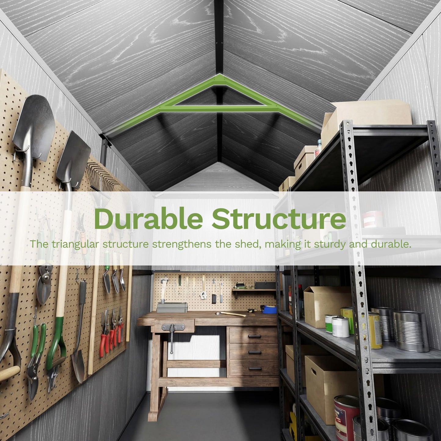 Devoko 4x6 FT Resin Outdoor Storage Shed with Floor, Outdoor Plastic Shed with Lockable Door, Sloped Roof & Vent, Versatile Tool Shed for Patio Lawn Backyard, Deep Grey