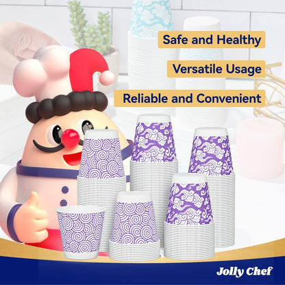 JOLLY CHEF 300 Pack Bathroom Paper Cups 3 oz Small Disposable Mouthwash Cups for Bathroom (Purple)
