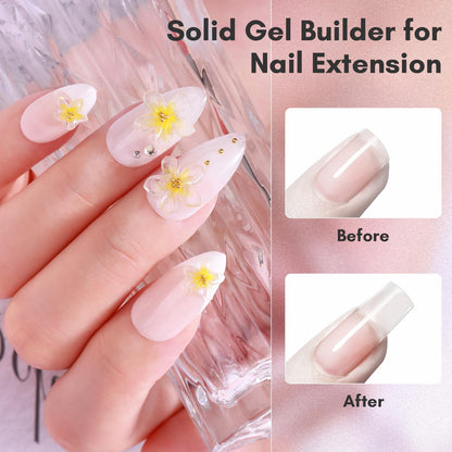 Makartt Clear Gel Builder Kit: Self-Levelling, Long Lasting Extension Hard Gels for Strengthener, Broken Nails Repair Gel Kit with Paper Forms, Dual forms, Nail File and Dual-End Brush 1.06 oz