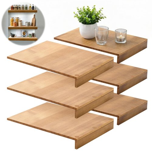 Chunful 6 Sets Wire Shelf Covers for Closet & Pantry Solid Wood Shelf Covers 16" D X12 W Shelving Removable Closet with 54 Wood Grain Stickers Rustic Design for Kitchen & Home