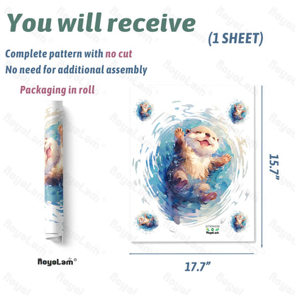 RoyoLam Cartoon Otter Floating On the Water Wall Decal Animal Wall Sticker