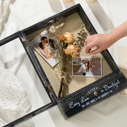 AW BRIDAL 11X16 Large Shadow Box Picture Frames Deep Shadow Boxes Display Cases with Removable Shelves and Drawers, Black Wooden Memory Boxes for Keepsakes with Slot Ideas