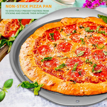 Pizza Pan - 14 Inch Nonstick Pizza Pan for Oven, Durable Kitchen Cookware with Widen Handles for Cooking