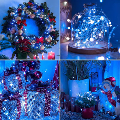 Skiennix 12 Pack Fairy Lights - 7ft Battery Operated Twinkle Lights, Waterproof for Mason Jars & DIY Decor | Blue & White