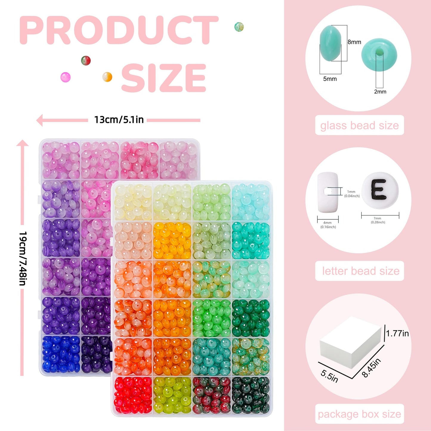 1500 Pieces 5 * 8mm Abacus Glass Beads for Jewelry Making,48 Colors Special Glass Beads Friendship Beads for Bracelet Necklaces Making and DIY Crafts,Great Gifts for 6-Year-Old Girls